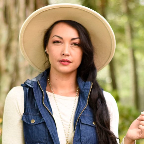 Beige Felt Wide Brim Hat - Picture 2 of 2